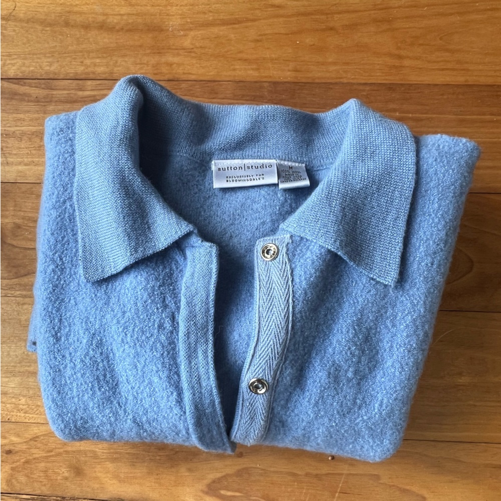 Sutton Studio Soft Blue Wool Cardigan